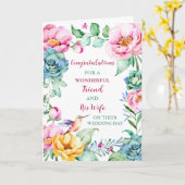 Carte Félicitations à l'ami et sa femme pour le mariage (Fleur jaune)