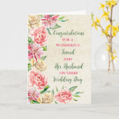 Carte Félicitations à l'amie et à son mari pour le maria (Fleur jaune)