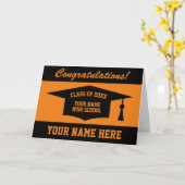 Carte Félicitations à l'école noire et orange (Fleur jaune)