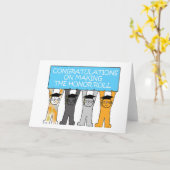 Carte Félicitations à l'honneur Roll Cartoon Cats (Fleur jaune)