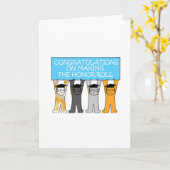 Carte Félicitations à l'honneur Roll Cartoon Cats (Fleur jaune)