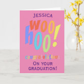 Carte Félicitations à Modern Pink Graduation (Fleur jaune)