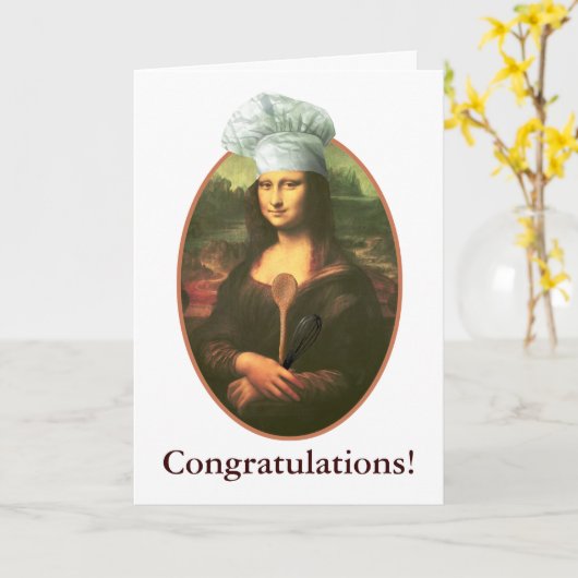 Carte Félicitations à Mona Lisa Chef (Fleur jaune)