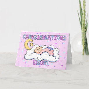 Carte Félicitations à Nana New Baby Girl