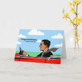 Carte Félicitations à New Car, Sporty Man with Cravate (Fleur jaune)