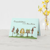 Carte Félicitations à New Home Birdhouses & Flags (Fleur jaune)