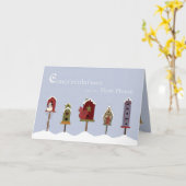 Carte Félicitations à New Home Birdhouses & Snow (Fleur jaune)