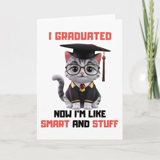 Carte Félicitations à Smart Grad, Drôle Diplôme de Chat (Devant)