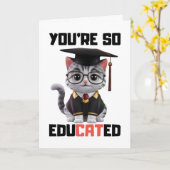 Carte Félicitations à Smart Grad, Drôle Diplôme de Chat (Fleur jaune)