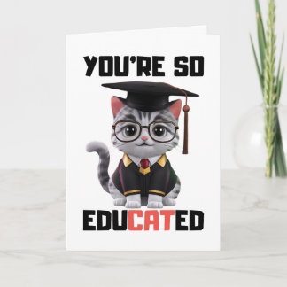 Carte Félicitations à Smart Grad, Drôle Diplôme de Chat