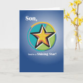 Carte Félicitations à Son avec Shining Star sur Blue (Fleur jaune)