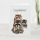 Carte Félicitations à tous si fiers de vous Raccoons amu (Devant)
