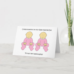 Carte Félicitations à Twin Baby Girls Naming Day.