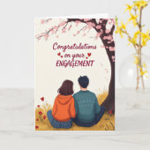 Carte Félicitations à votre Fiançailles (Fleur jaune)