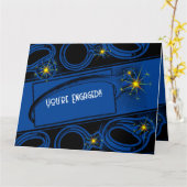 Carte Félicitations à votre Fiançailles ! (Bleu Foncé) (Fleur jaune)