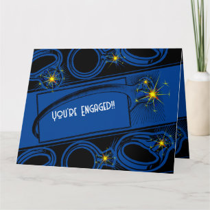 Carte Félicitations à votre Fiançailles ! (Bleu Foncé)