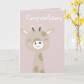 Carte Félicitations À Votre Groupe De Joy Giraffe Pink (Fleur jaune)