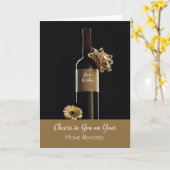 Carte Félicitations à votre maison Bouteille de vin Remo (Fleur jaune)