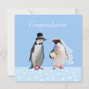 Carte Félicitations à votre Mariage et Penguin Couple