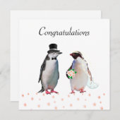 Carte Félicitations à votre Mariage et Penguin Couple (Devant / Derrière)