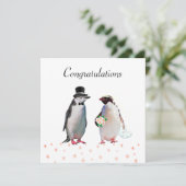 Carte Félicitations à votre Mariage et Penguin Couple (Debout devant)