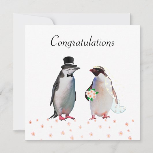 Carte Félicitations à votre Mariage et Penguin Couple (Devant)