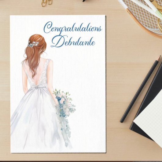 Carte Félicitations à White Debutante Ballgown