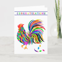 Félicitations Abstrait Rooster coloré