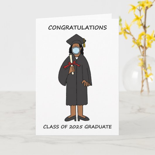 Carte Félicitations Afro-Américain Graduate 2025 (Fleur jaune)