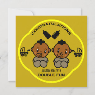 Carte Félicitations Afro American Parents Twins
