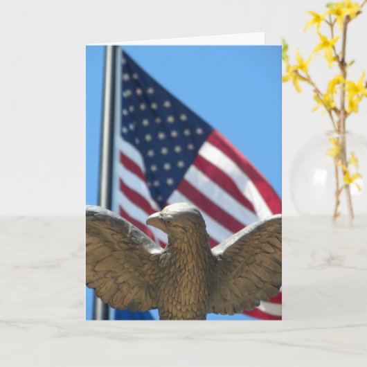 Carte Félicitations : Aigle & Drapeau (Fleur jaune)