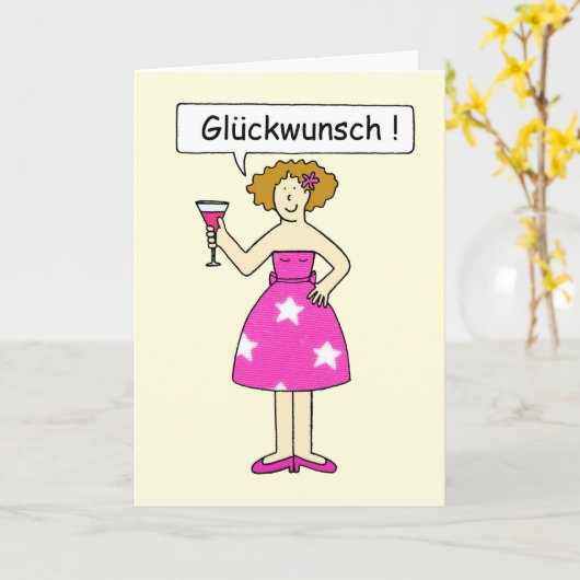 Carte Félicitations allemandes Gluckwunsch (Fleur jaune)