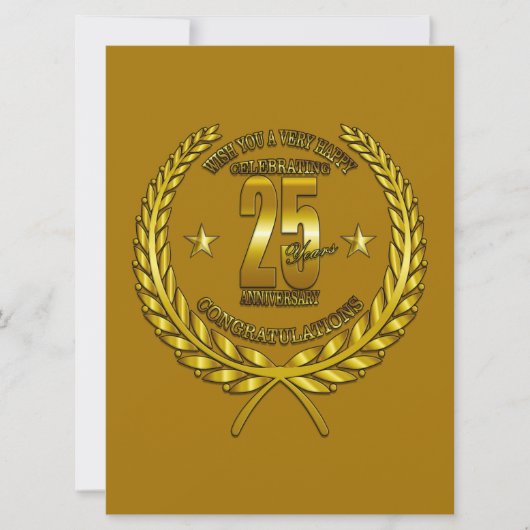 Carte Félicitations au 25e anniversaire (Devant)