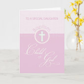 Carte Félicitations au baptême de la fille Enfant rose d (Fleur jaune)