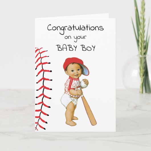 Carte Félicitations au baseball pour votre bébé garçon (Devant)
