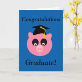 Carte Félicitations au diplômé, fiche de cochon de diplô (Fleur jaune)