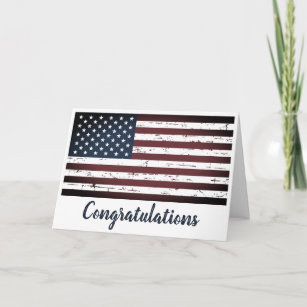 Carte Félicitations au drapeau américain patriotique mil