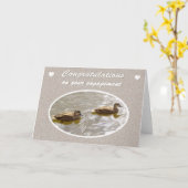 Carte Félicitations au Fiançailles, paire de canards à b (Fleur jaune)