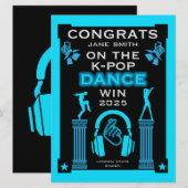 Carte Félicitations au gagnant du concours de danse K-Po (Devant / Derrière)