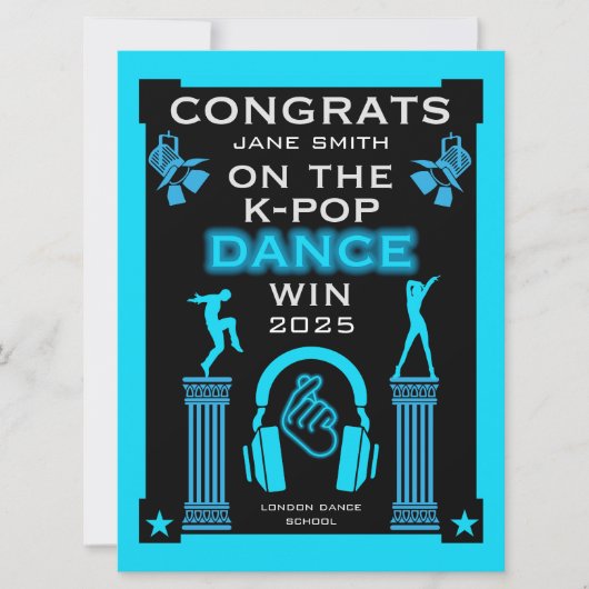 Carte Félicitations au gagnant du concours de danse K-Po (Devant)