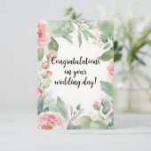 Carte Félicitations au Mariage d'aquarelle rose (Debout devant)