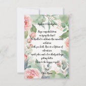 Carte Félicitations au Mariage d'aquarelle rose (Dos)