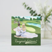 Carte Félicitations au Mariage de golf avec marié et mar (Debout devant)