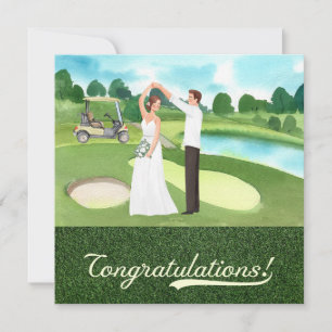Carte Félicitations au Mariage de golf avec marié et mar