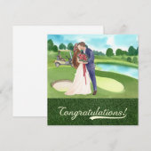 Carte Félicitations au Mariage de golf avec marié et mar (Devant / Derrière)
