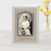 Carte Félicitations au mariage vintage (Fleur jaune)