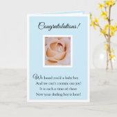 Carte Félicitations aux bébés garçons (Fleur jaune)