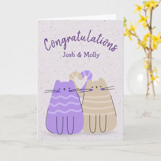 Carte Félicitations aux chats nouvellement mariés (Fleur jaune)