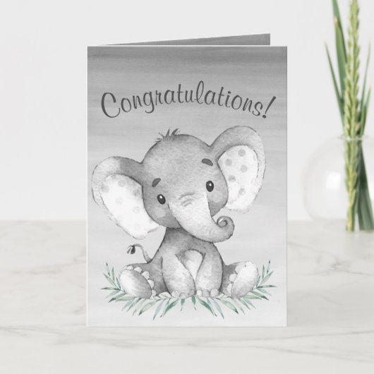 Carte Félicitations aux éléphants d'aquarelle (Devant)