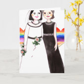 Carte Félicitations aux jeunes mariés | Mariage lesbien (Fleur jaune)